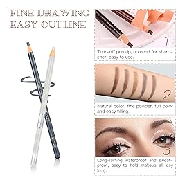 LSxia Waterproof Eye-Brows Pen-cil Set, Pull Cord Peel-off Eyebrow Pencil Microblading Eyebrow Pen Supplies Kit, White Eye-Liner Pencil and Eyebrows Tool Tattoo Makeup For Marking (5+1 Gray)