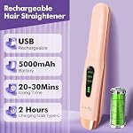 Sunmay Voga Cordless Hair Straightener and Curler 2 in 1, Mini Flat Iron Hair Straightener for Touching Up Short Thin Fine Hair, Portable Travel Curling Wand & Straightening Iron with USB Rechargeable