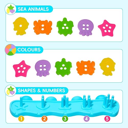 Miniatura 5 de Juguetes de baño para niños de 1 a 3 años, juguetes de baño para clasificar y apilar sin moho con 20 piezas flotantes de goma suave vibrante,