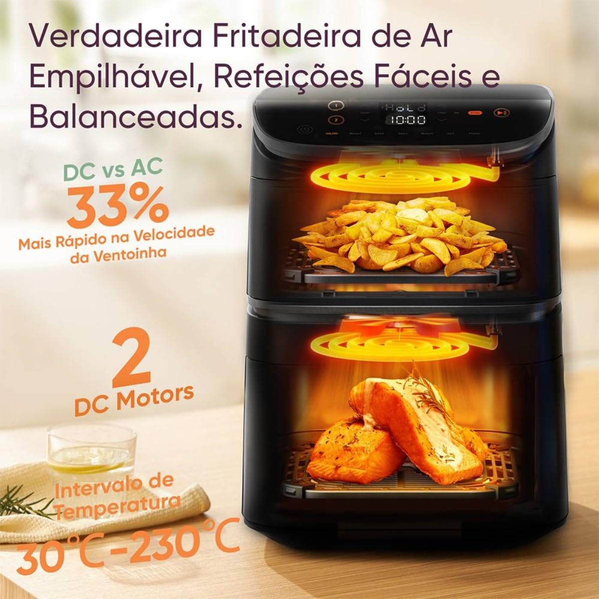 Friggitrice Ad Aria Cosori Turbo Tower Chef Edition - Capacit? 10,8 L - 2 Vasche - 6 Programmi - 2630 W - Nero