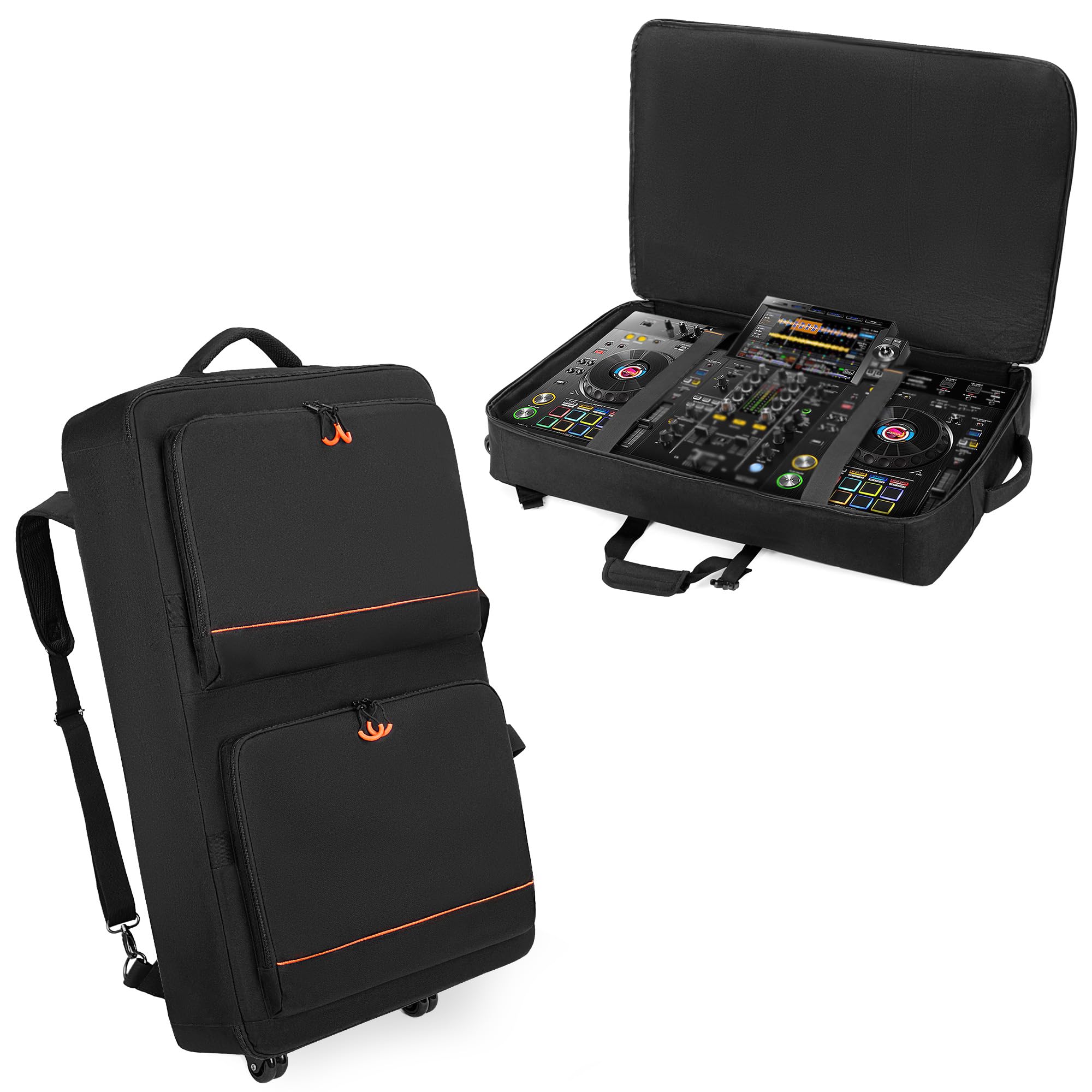 Rexmica DJ Controller Bag Backpack with Wheels Compatible with