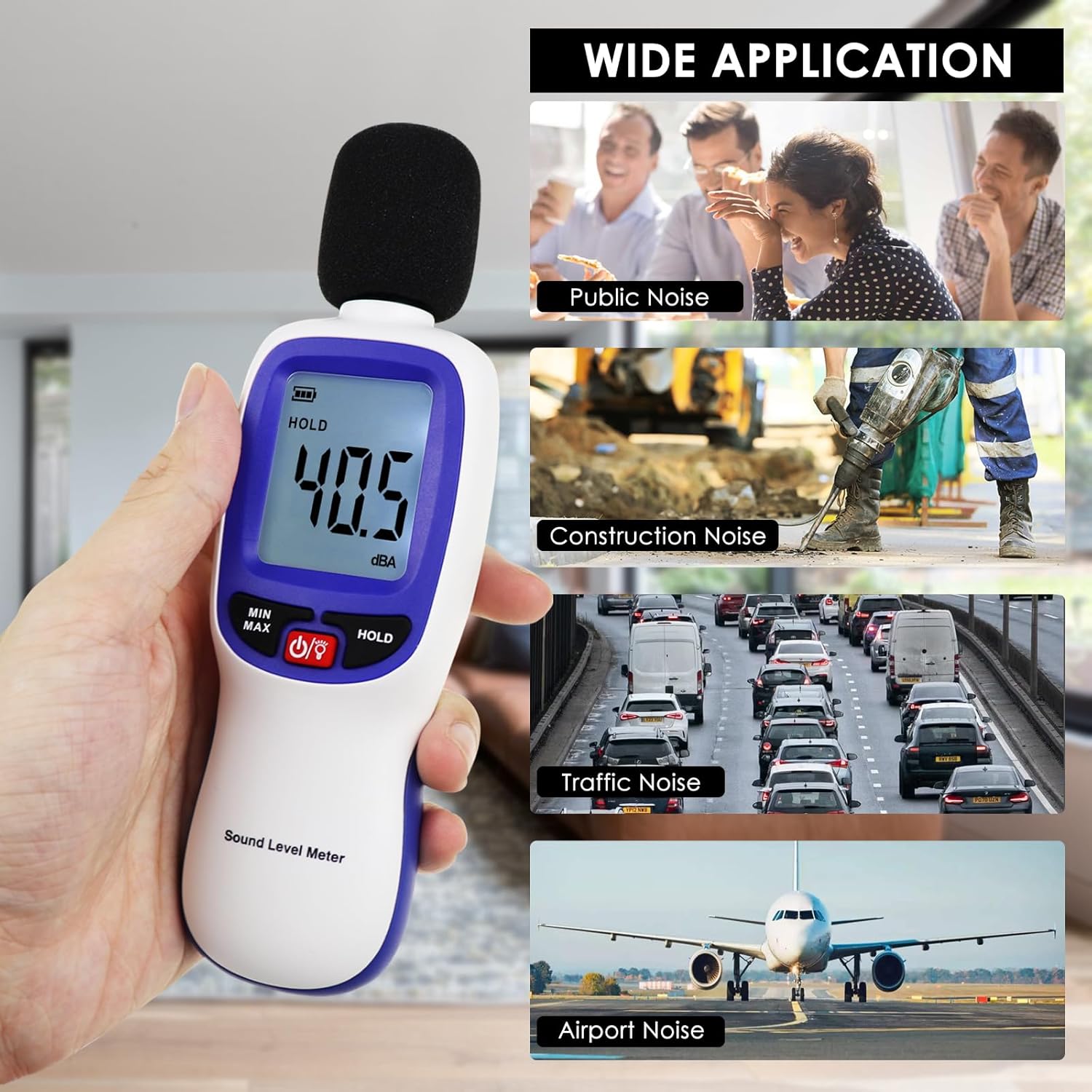 Wireless Sound Level Meter with Bluetooth: Portable Decibel Meter, App Data Logging, and High Accuracy SPL Meter 0~130dB for Professional Noise Inspections and Home Use