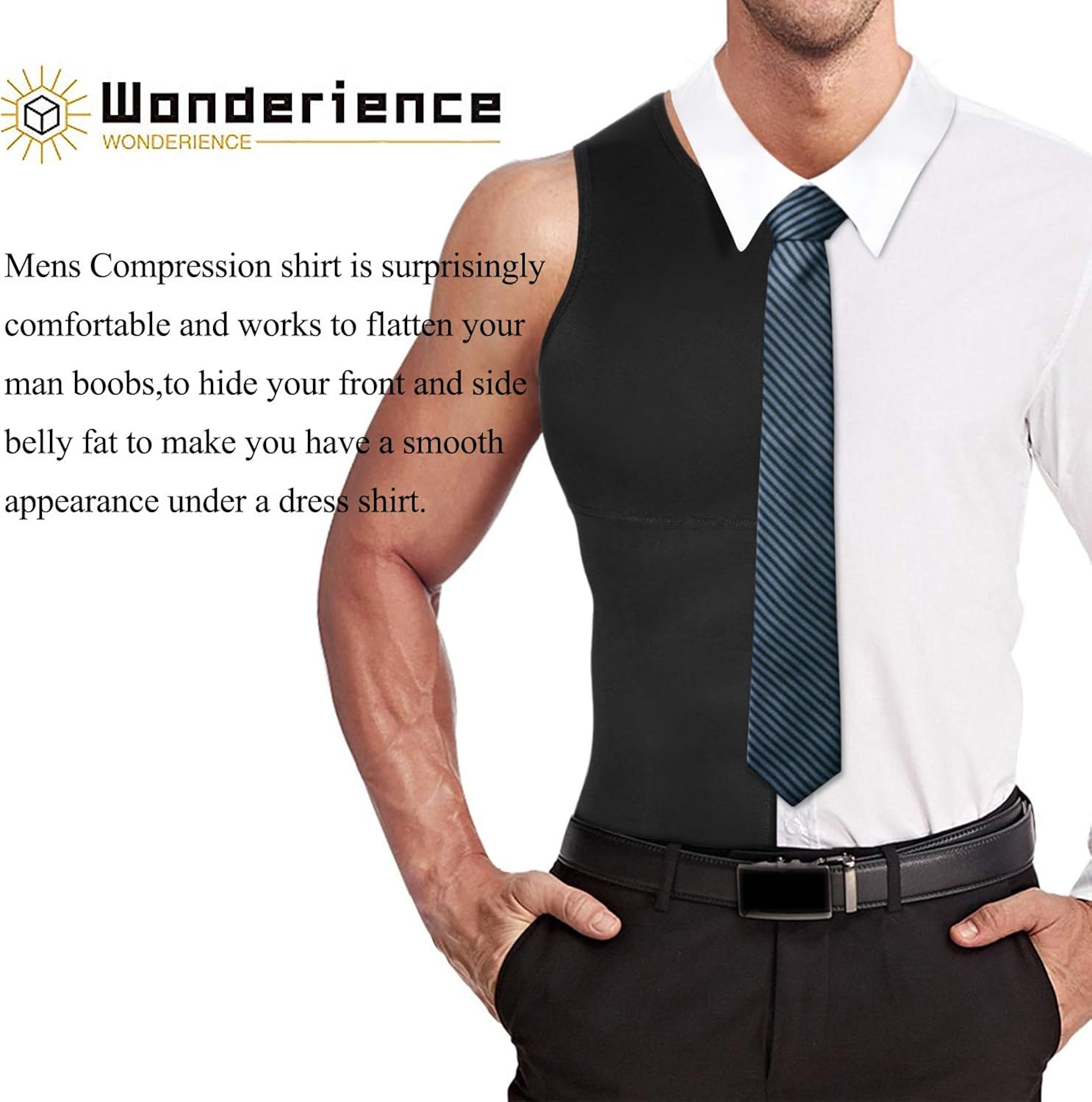 Wonderience Compression Shirts for Men Undershirts Slimming Body Shaper Waist Trainer Tank Top Vest with Zipper at  Men’s Clothing store