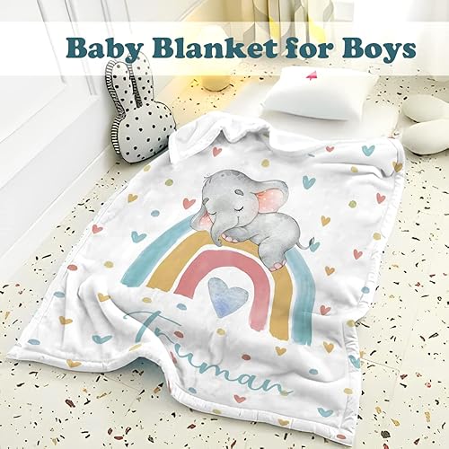 Miniatura 127 de Manta de bebé personalizada para niños, manta de bebé personalizada con nombre súper suave para niños, mantas de elefante personalizadas para bebés