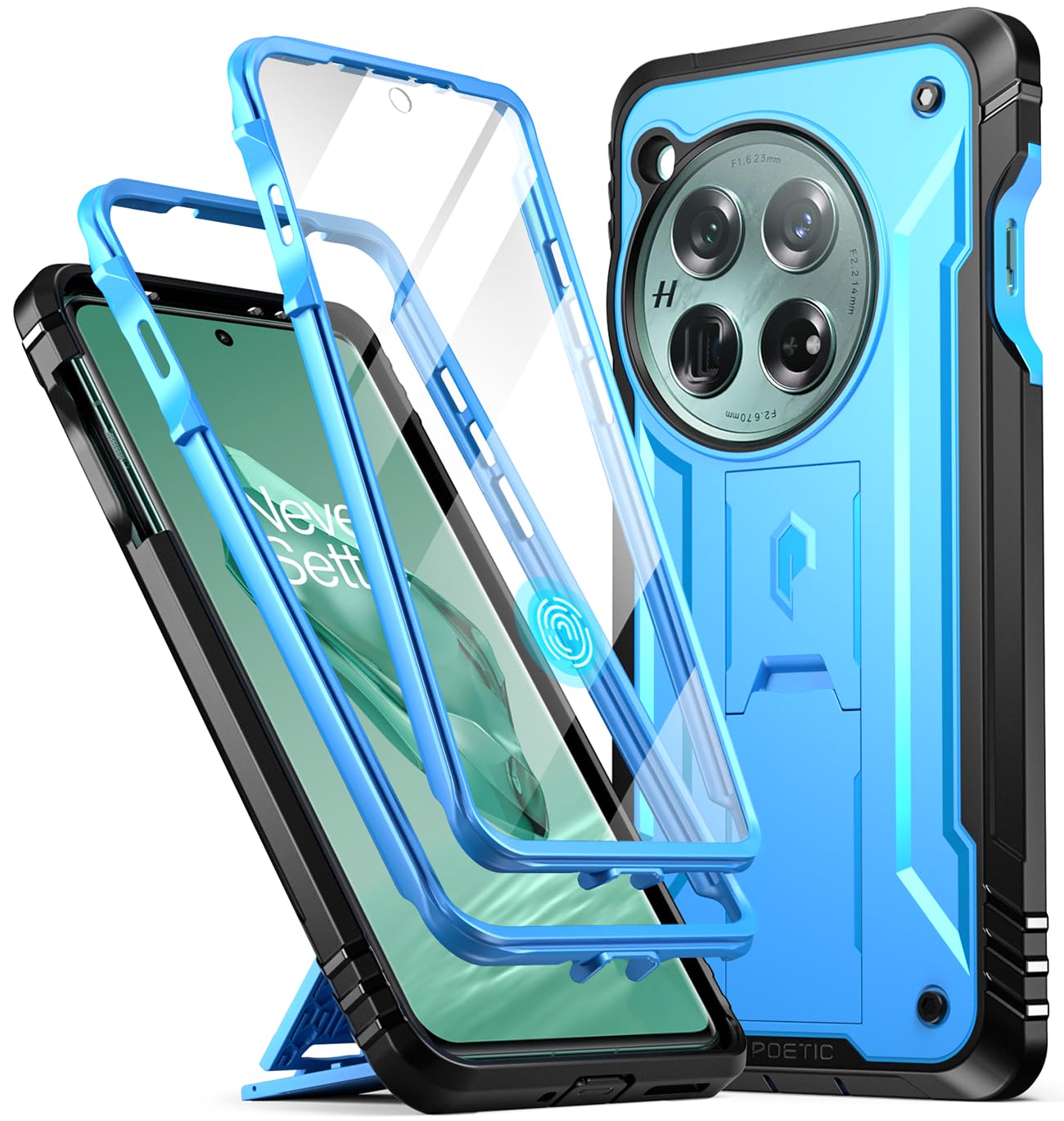 Poetic Revolution Custodia Robust Per OnePlus 10 Pro 5G - Protezione Schermo Integrata, Compatibile Impronte, Con Cavalletto - Nero