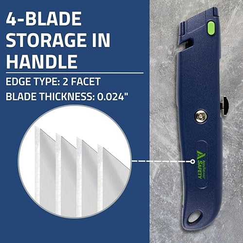 Miniatura 4 de Cuchillo utilitario estándar Safety U4 - Herramienta de corte de bolsillo con cortador de cable, cuerpo de aluminio y almacenamiento de cuchillas