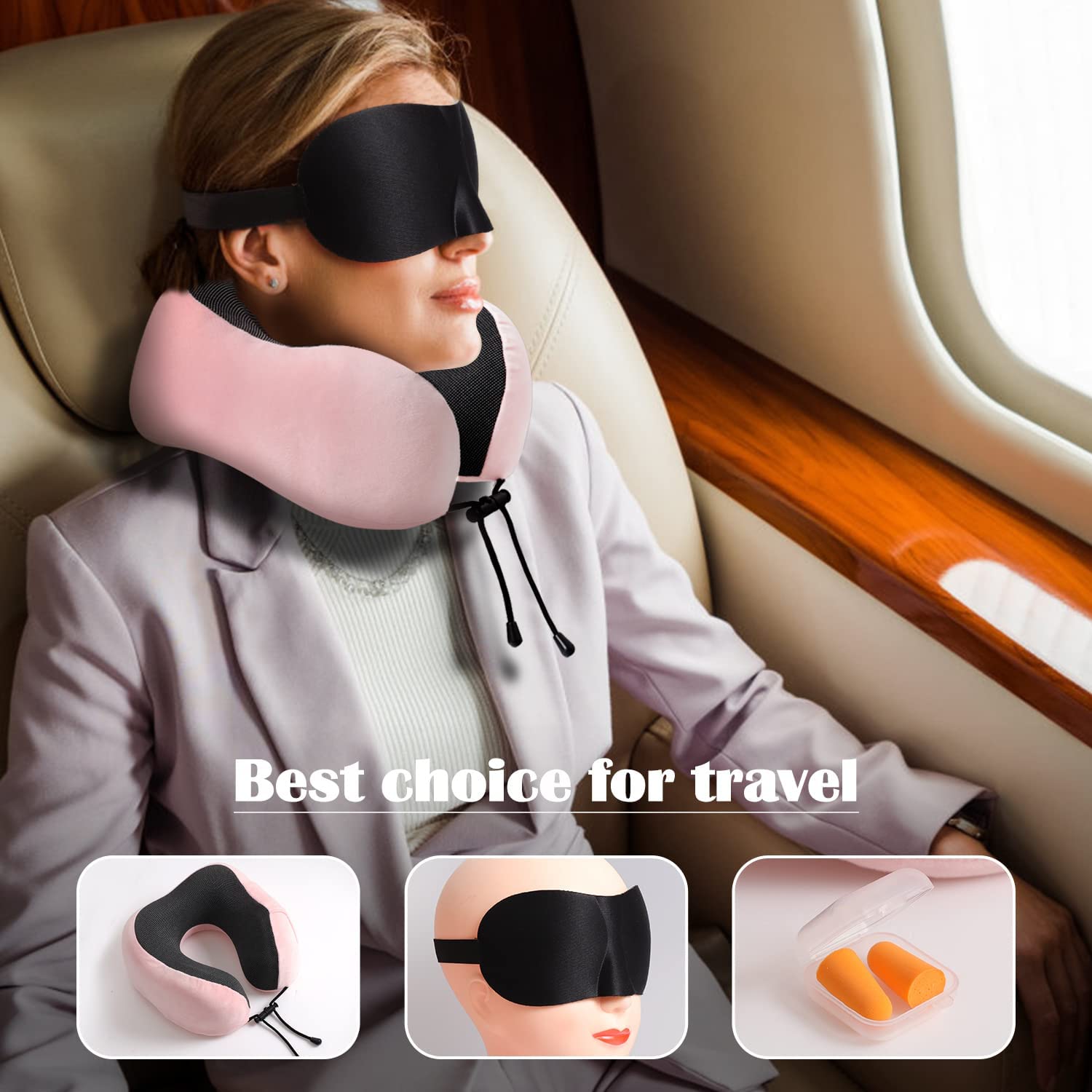 Travel Pillow 100% Pure Memory Foam Neck Pillow, Breathable