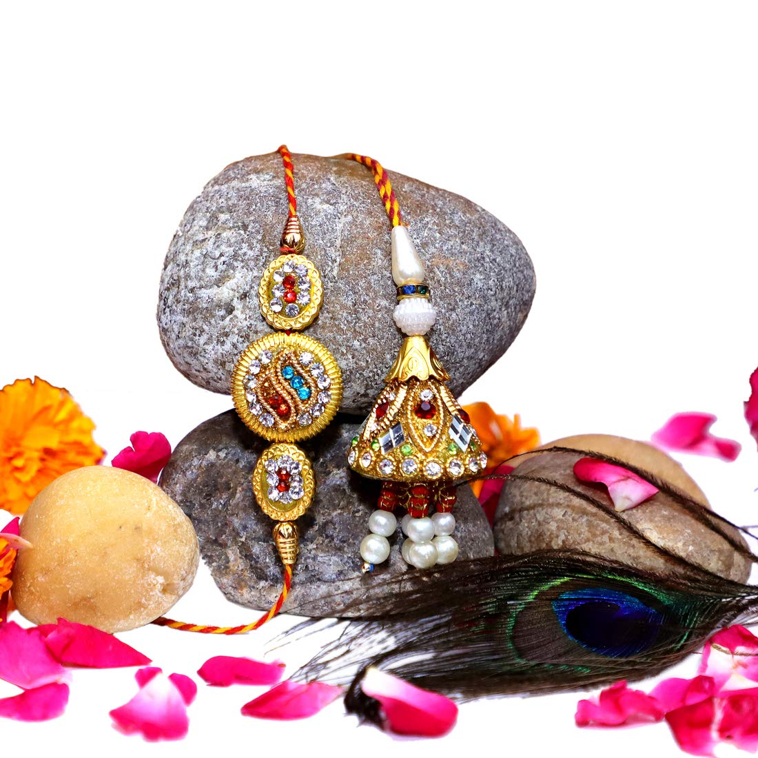 DEALZO Mens Rakhi For Brother And Bhabhi Lumba Floral Rakhi Kundan Bracelet Rakhi For Bhaiya Bhabhi Raksha Bandhan Couple Pearl Rakhi Set Of 2 (B08CH1RPTR) Amazon Price History, Amazon Price Tracker