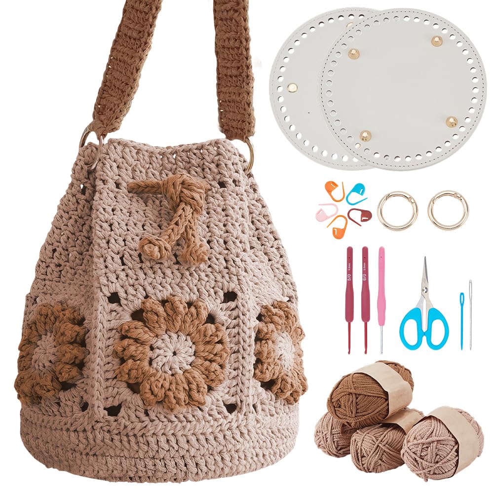 FREEBLOSS Häkel Beuteltasche Häkelset Für Anfänger Und Erwachsene Mit Schritt Für Schritt Video Tutorials Strickhandtaschen Set