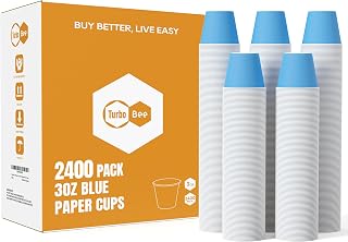 Turbo Bee 3oz Disposable Paper Cups 2400Pack, Small Bathroom Cups Bulk, Rinse Small Blue Paper Mouthwash Tumblers Perfect for Bathroom, Party, Picnic, Travel and Events
