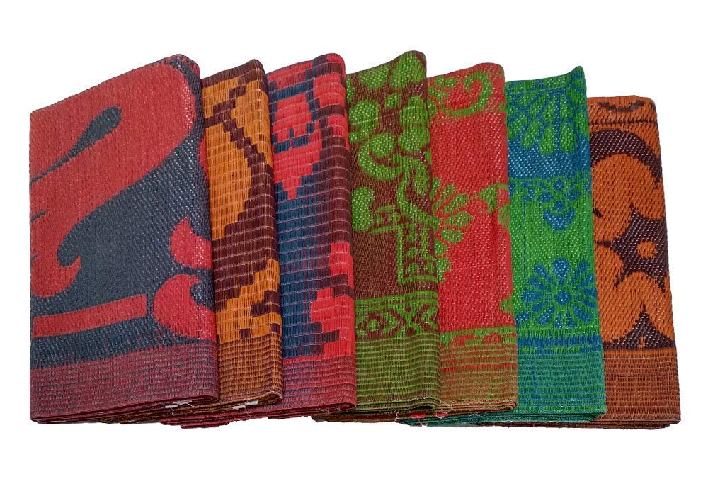 RED Crush Plastic Chatai Mats Multipurpose Reversible Rectangular Floor Sitting Chatai Mat for Home Living Room, 4 X 6 Feet, Multicolour