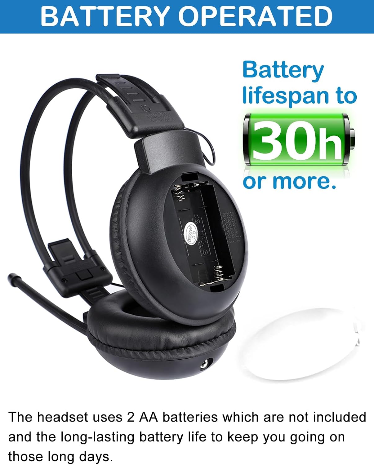 ZHIWHIS FM Portable Radio, Stereo Headsetwith LCD,Over Ear Foldable, Pocket Walkmen Conference Receiver, Small Wireless/Wired Headphones Operated by 2 AA Batteries for Walking/Running ZWS-308