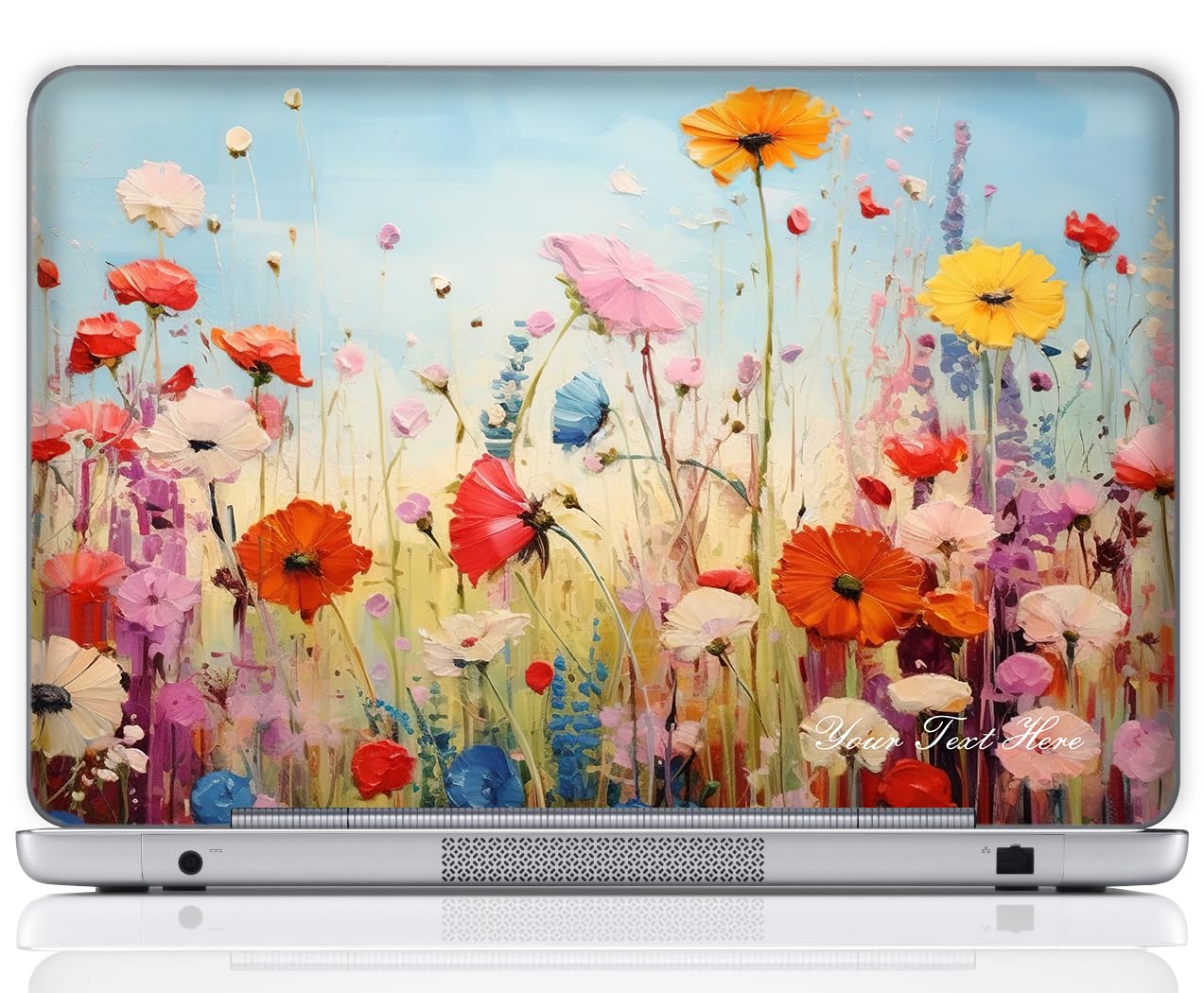 Custom Design Personalized Laptop Skin Sticker Cover Art Decal, Customize with Your Name or Text (14 Inch, Floral Painting)