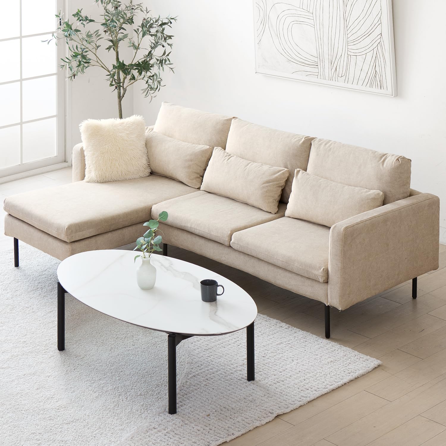 Amazon｜モダンデコ ソファー 3人掛け カウチソファ L字 コーナー