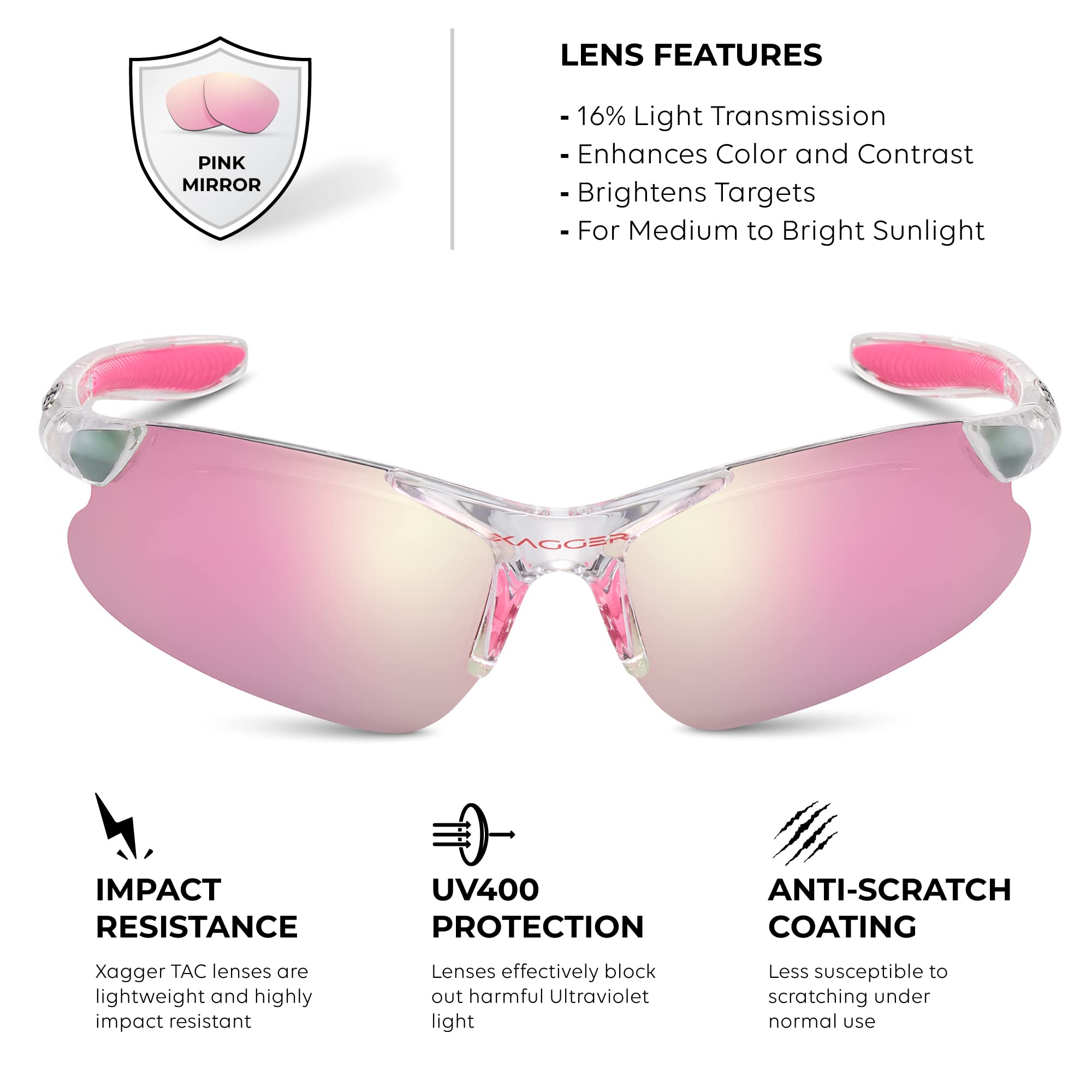 Polarisierte Sport-Sonnenbrille für Jungen und Mädchen, TR90-Rahmen, transparent | Spiegel rosa, Alter 8-14 Jahre, Wrap-Around-Form, Moderner Stil, Unisex, 100% UVA & UVB Schutz