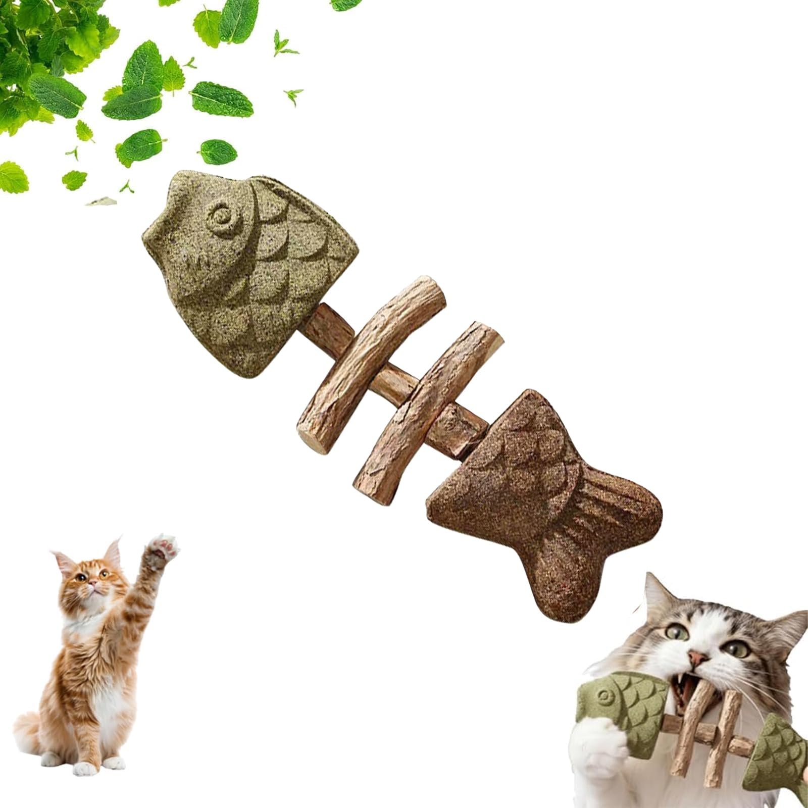 Silvervine Chew Sticks For Cats，Cat Dental Chew Toy - Natural Silvervine Stick With Catnip & Gall Fruit, Durable Fish Bone Cat Teeth Cleaning Toy For Indoor Cats & Kittens(Assorted Flavors,1 pcs)