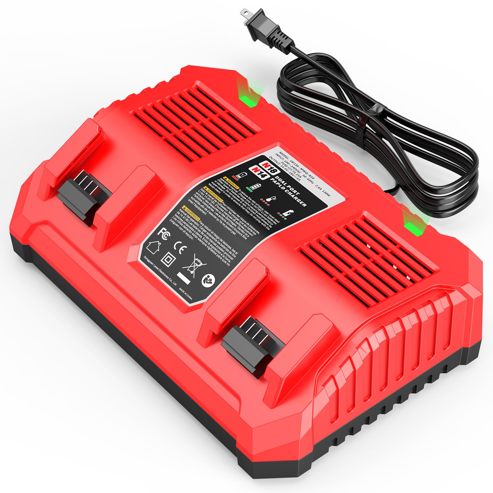 Photo 1 of Dual Battery Charger Replace for MK-18 Milwaukee 6A Rapid Lithium Charger to Charge 14.4V-18V XC Lithium-ion Battery 48-59-1890 48-59-1812 48-11-1850 48-11-1820 48-11-1835 48-59-1802