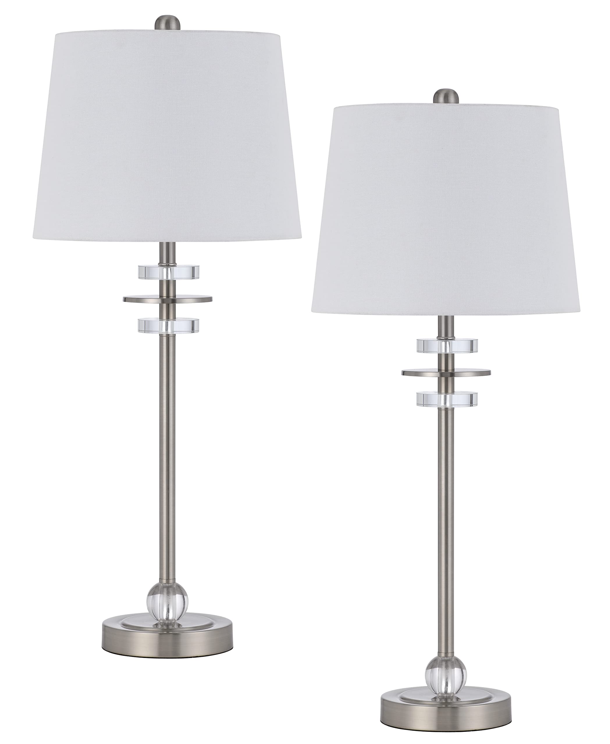 BO-3094BF-2 60W Sitka Buffet Lamp with Crystal Accent Font and Hardback Taper Drum Fabric Shade (Sold As Pairs)