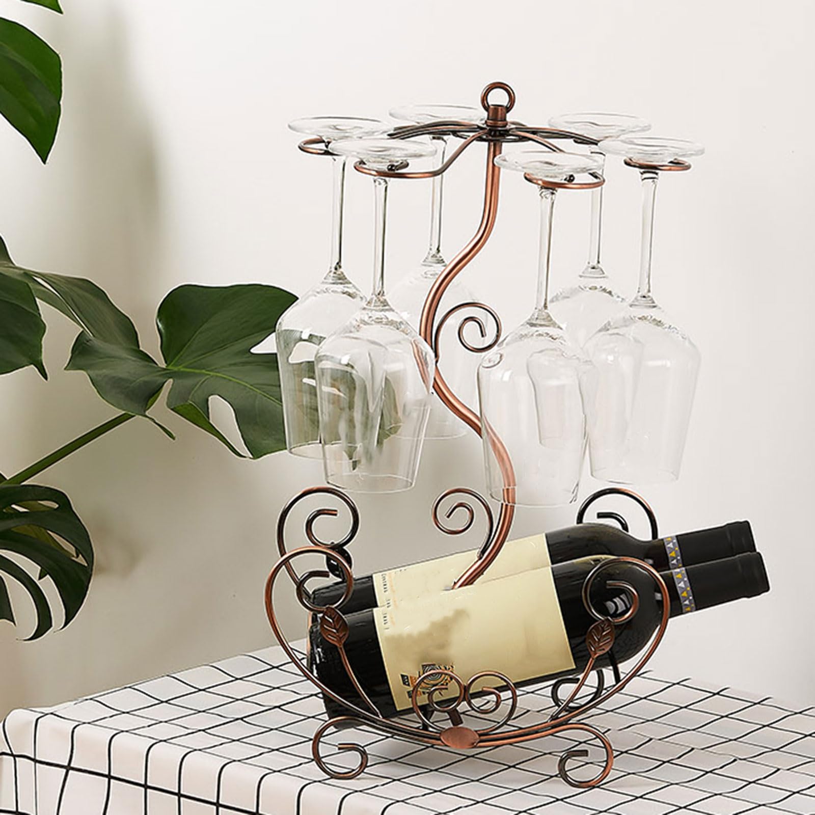 Copa De Vino Colgante, Soporte para Copas De Vino, Boca Abajo, Moderno, De Hierro, Ahorra Espacio, Adorno para La Mesa del Comedor De La Cocina, 24 Estilos