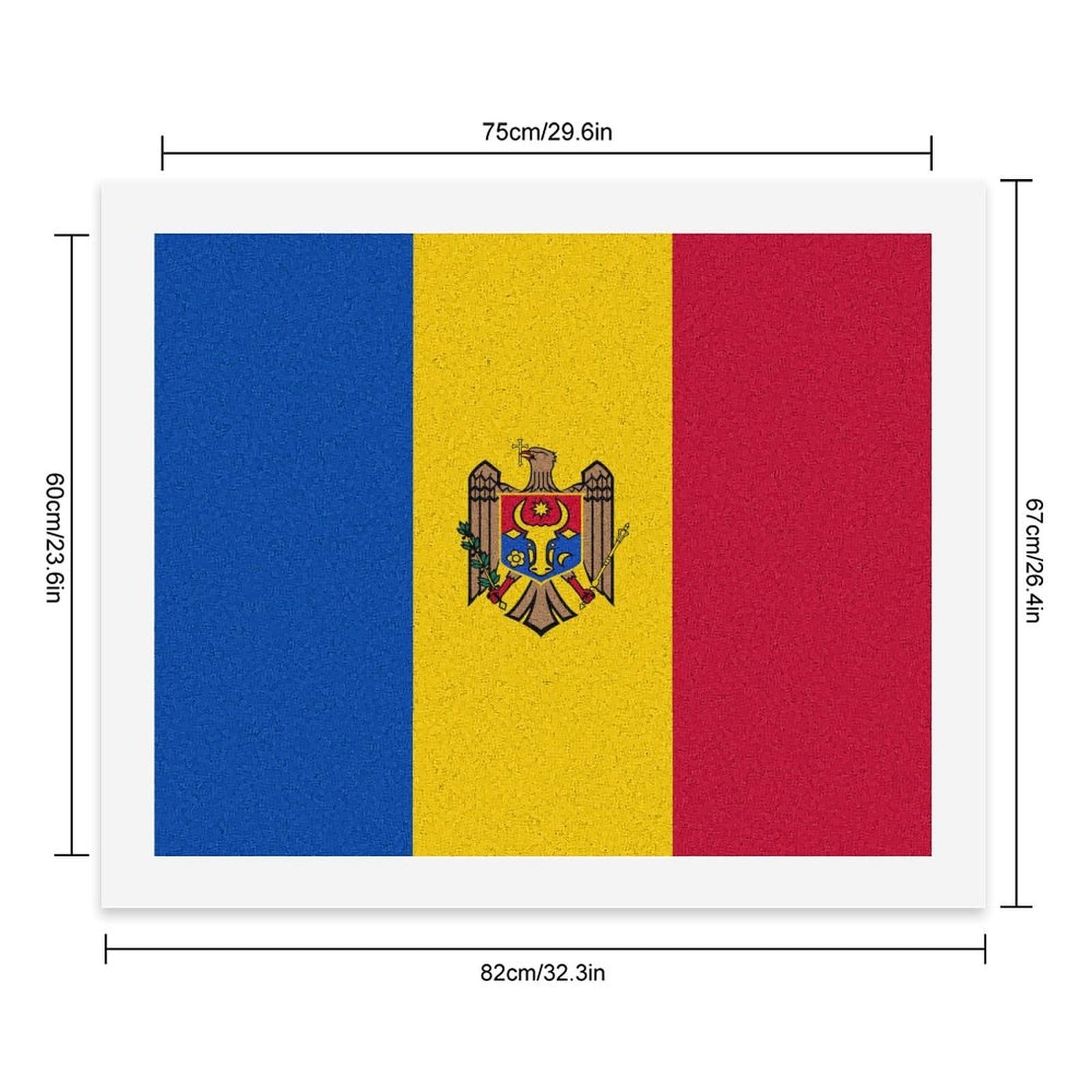 Moldawien Flagge Malen nach Zahlen für Erwachsene auf Baumwolle DIY Ölgemälde Oder Geschenk Wohnkultur 60x75cm