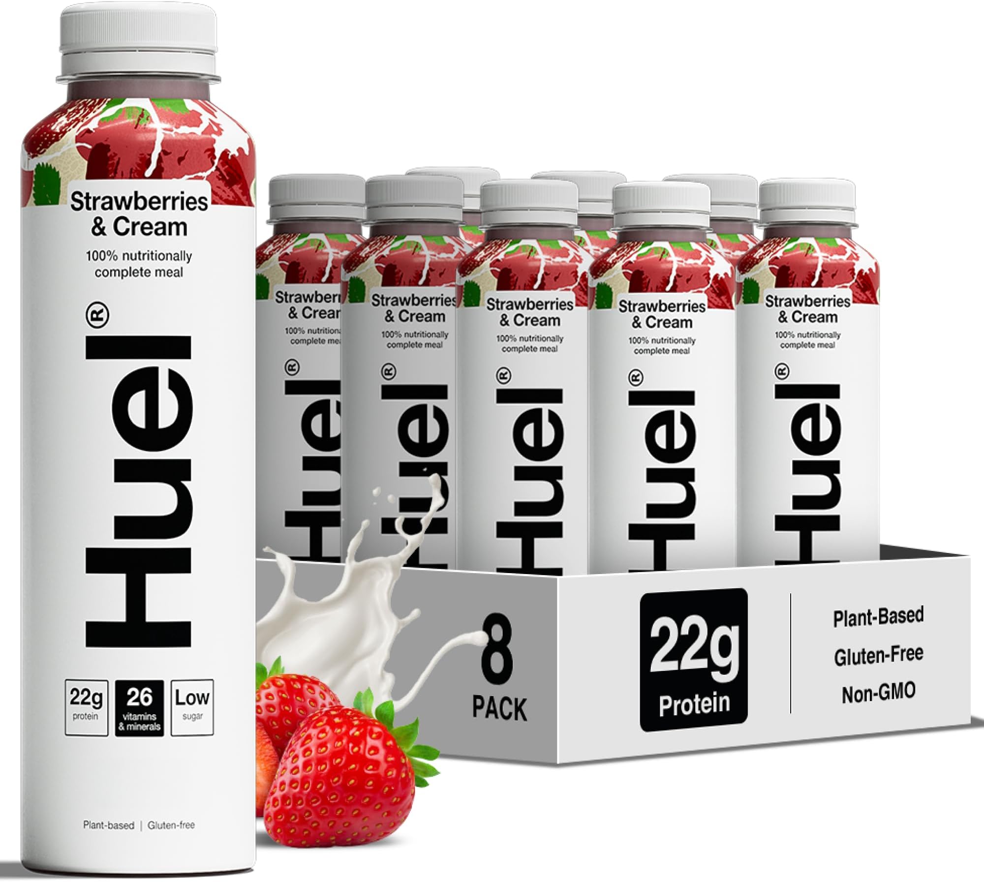 Ready-to-drink Meal, Strawberries and Cream Protein Drink, 8 x 500ml Bottles, Protein Shakes, Pre-Portioned Meal, 20g of Protein per Bottle, Rich in Essential Vitamins, Meal Replacement Shake