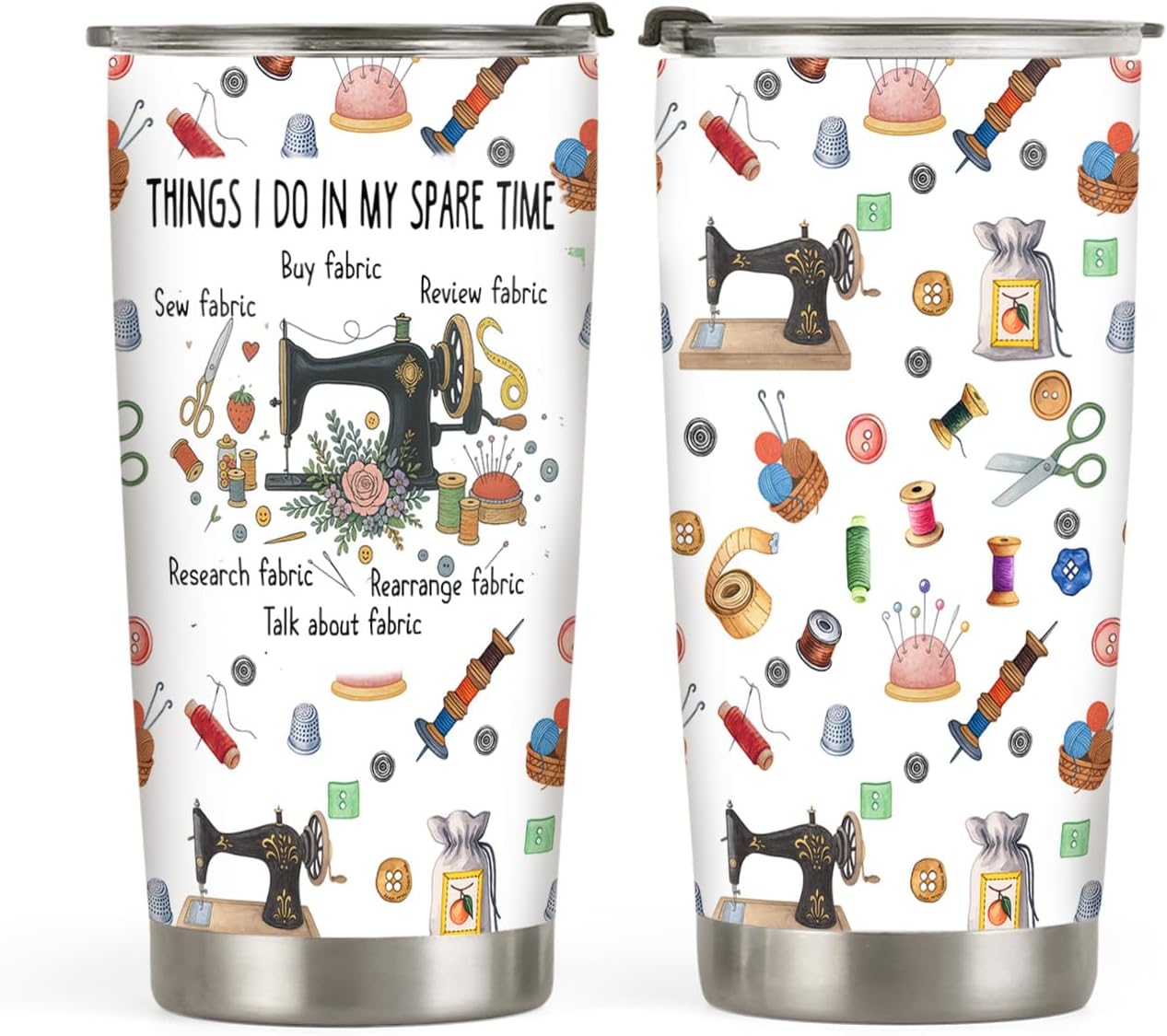 20oz Quilting, Sewing Tumbler, Gifts for Quilter, Sewer, Quilting, Sewing Hobby, Coffee Tumbler for Women, Stainless Steel Double Wall Vacuum Insulated Coffee Mug, Travel Cup with Lid