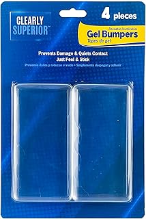 Heavy Duty Wall Protectors - Large 4 Pack Rectangle 4" x 2" x .30" - Shields & Quiets Doors, Large Furniture, Bedframes, Appliances - Reusable and Easy to Apply Polymer Gel Bumpers