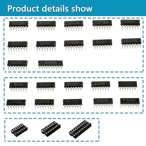 Miniatura 21 de Kit de chips IC minidodoca 173 piezas 20 valores Chip Surtido Set+12 piezas Sockets; circuitos integrados op amp kit 555 temporizador IC incluido