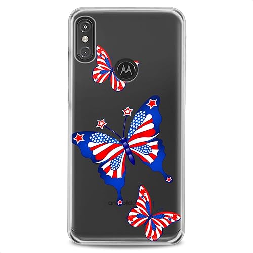 Miniatura 3 de Funda de TPU compatible con Motorola G9 G8 Plus G7 E20 P40 Z4 Edge 20 G22 Stylus Blue Butterflies Flexible Silicone American Flags Art Clear Design