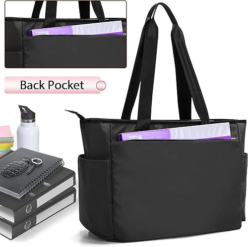 Miniatura 4 de Damero Bolsa para profesores, bolsa de mano para profesores con cremallera superior y funda acolchada para laptop de hasta 15.6 pulgadas para