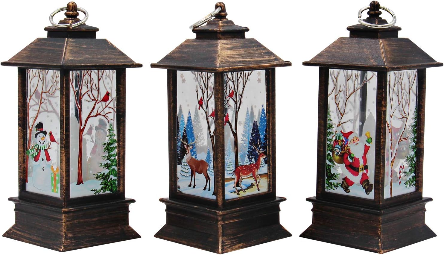 3 PCS Christmas Decoration Lamp Simulated Flame Candle Night Light Santa Claus Snowman Elk Hanging Lamps - Battery Included