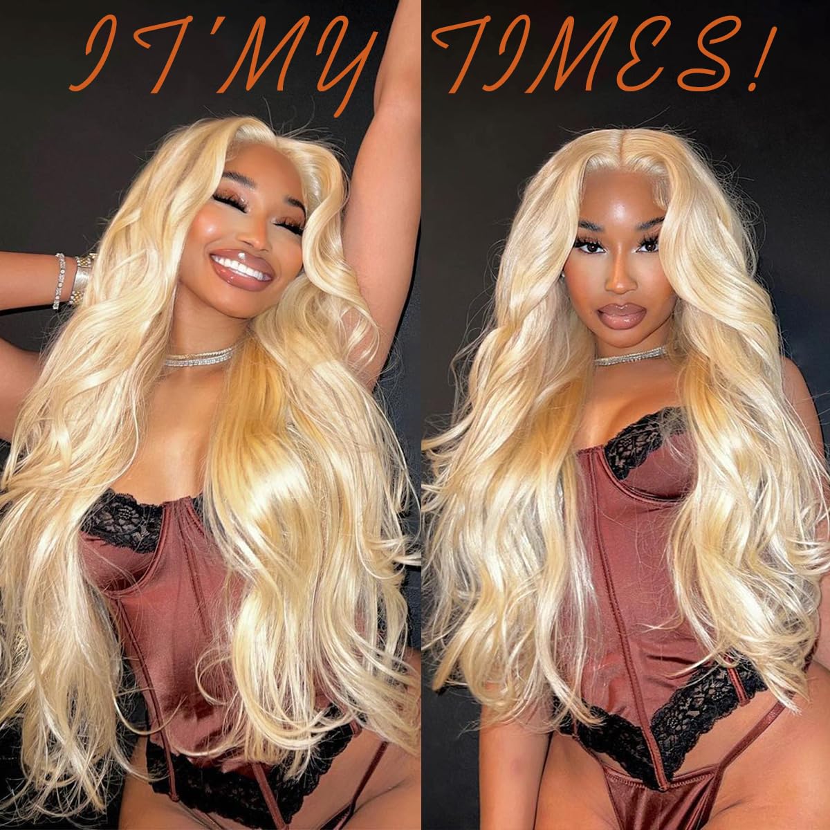 613 Glueless HD Lace Front Wig Pre Plucked Blonde Transparent Lace Frontal Wig Synthetic Long Body Wave Lace Front Wig With Natural Hairline