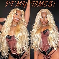 Vista 7 de 613 Peluca de encaje frontal HD sin pegamento predesfilada rubia de encaje transparente frontal sintética larga de ondas corporales con línea