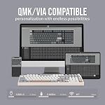 EPOMAKER Galaxy100 QMK/VIA Jeu de clavier avec 8000mAh Batterie, 1800 Clavier mécanique en aluminium avec numpad, clé programmable USB-C/BT5.0/2.4Ghz (blanc crème, commutateur linéaire Wisteria)