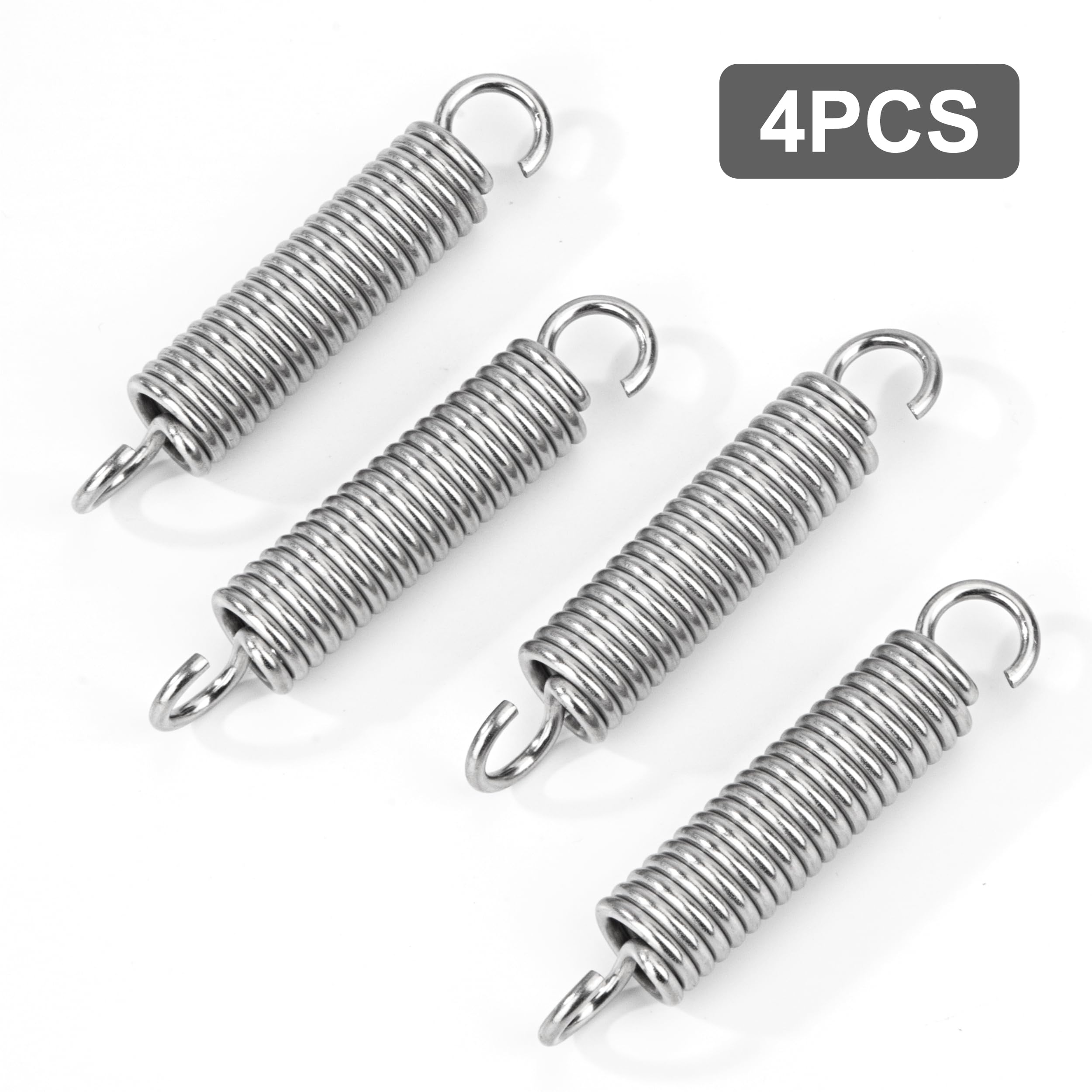 Sprężyna trakcyjna 60 mm Sprężyny napinające z hakami 90 stopni, sprężyny ze stali nierdzewnej, średnica drutu 2,0 mm, średnica zewnętrzna 12 mm, siła 12,3 kg, 4 sztuki