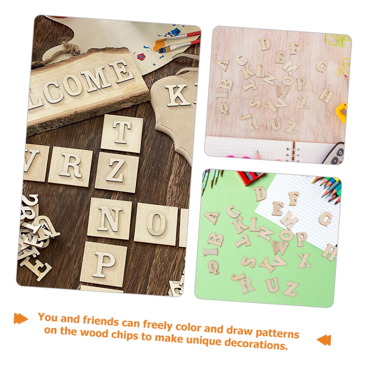 KOMBIUDA 3sets Wooden Alphabet Decor Versatile Craft Letters for DIY Projects Home Decor and Party Decorations 104pcs*3