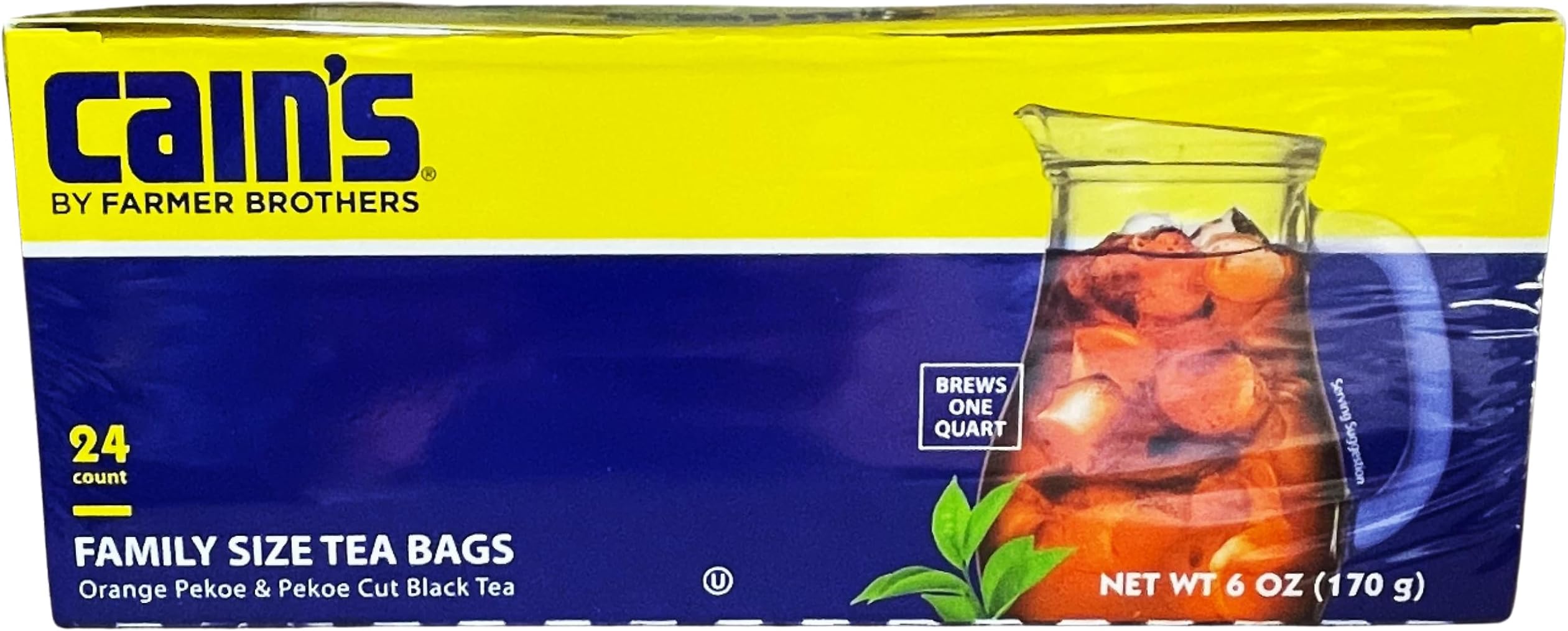 Cain's Orange Pekoe & Pekoe Cut Black Tea Quart Size Tea Bags, 24 Count Grocery