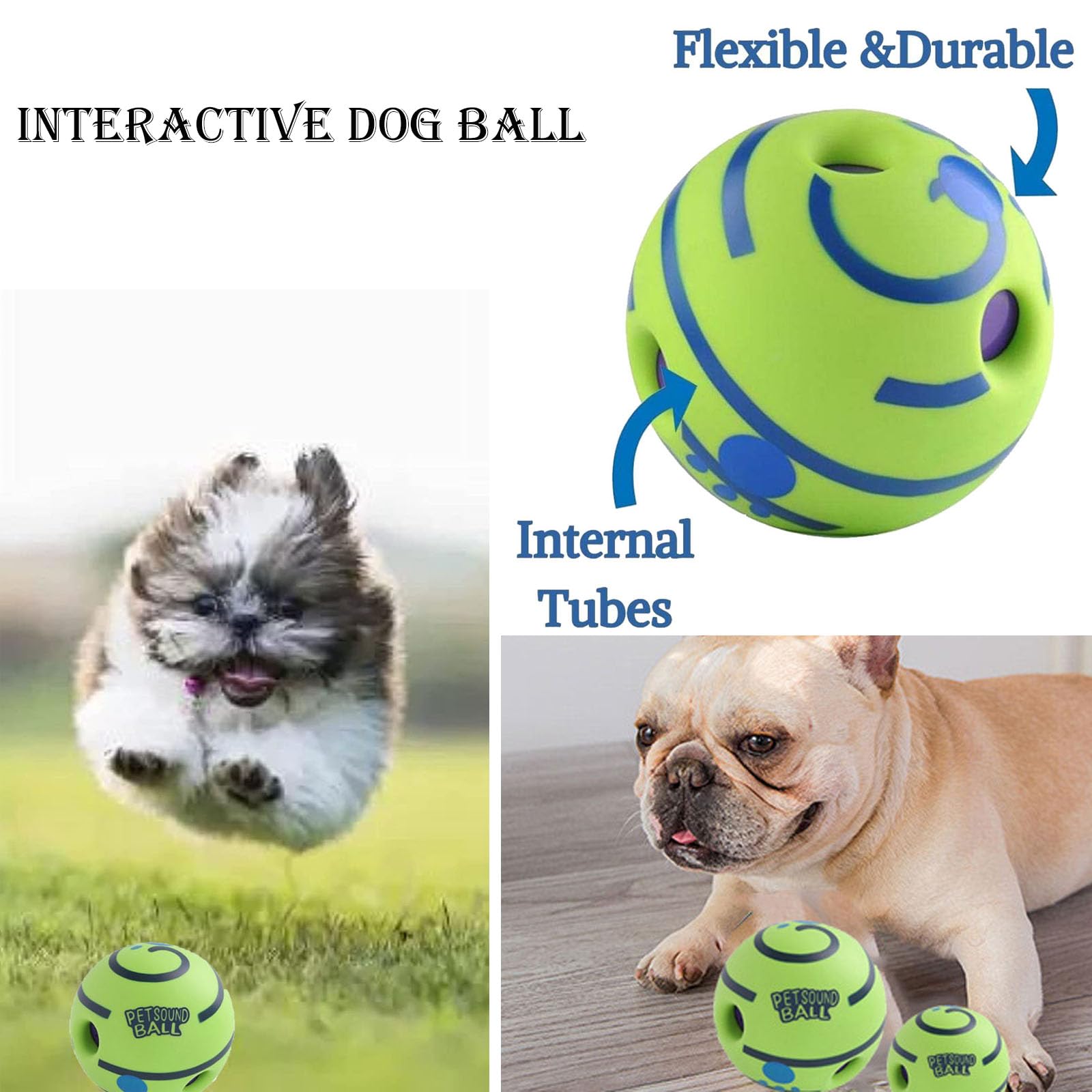Mystiqut Natural Latex Rubber Squeaky Giggle Ball for Large Dogs, Green - Image 3