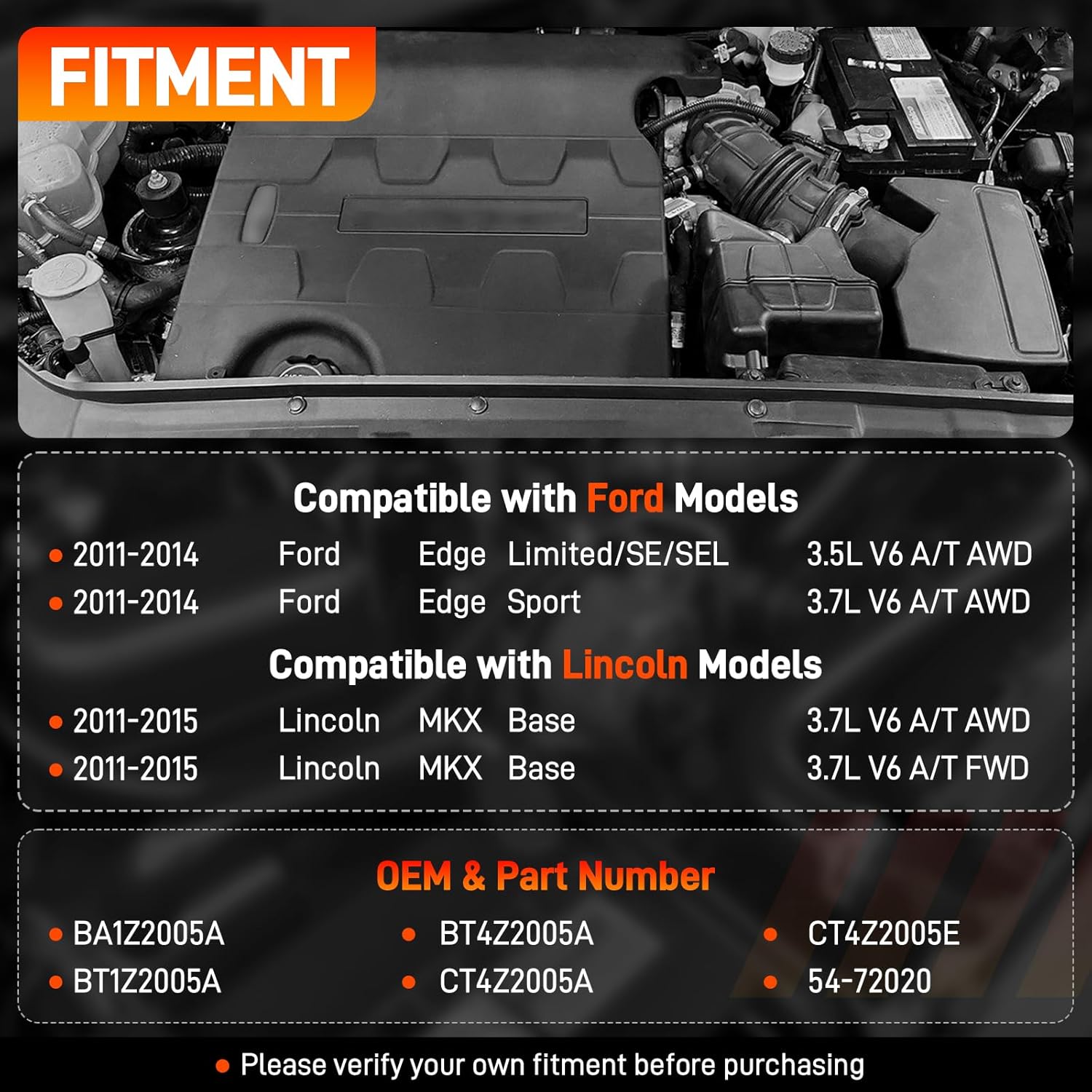 54-72020 Vacuum Power Brake Booster Compatible with Ford Edge Limited SE SEL Sport, Lincoln MKX Base 2011-2015 3.5L 3.7L V6 A/T AWD FWD, Replace # BA1Z2005A, BT1Z2005A, BT4Z2005A, CT4Z2005A, CT4Z2005E