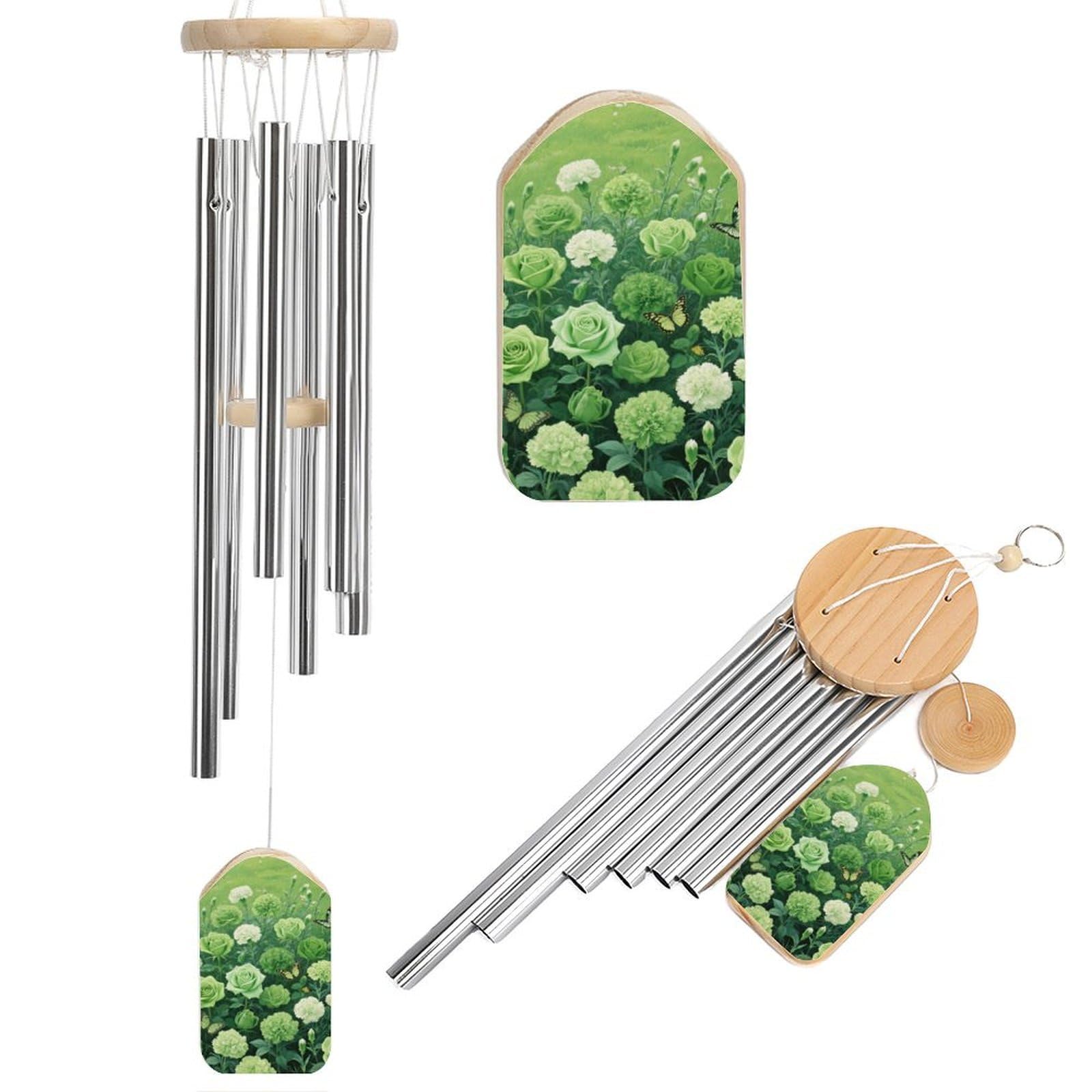 Carillon à vent commémoratif en aluminium durable et ornements floraux élégants