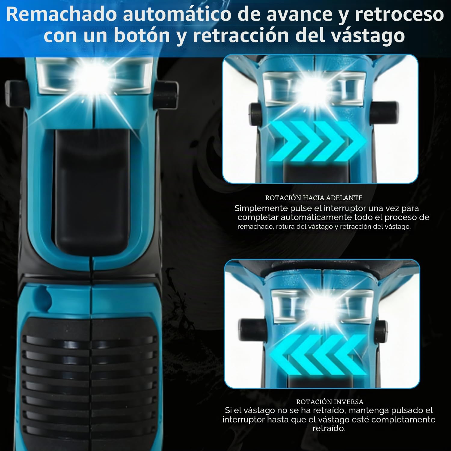 Remachadora de batería compatible con Makita 18 V, 20,000 N, sin escobillas, pinzas de remache eléctrico LED, herramienta de mano para remaches ciegos de 2,4-4,8 mm (sin batería)