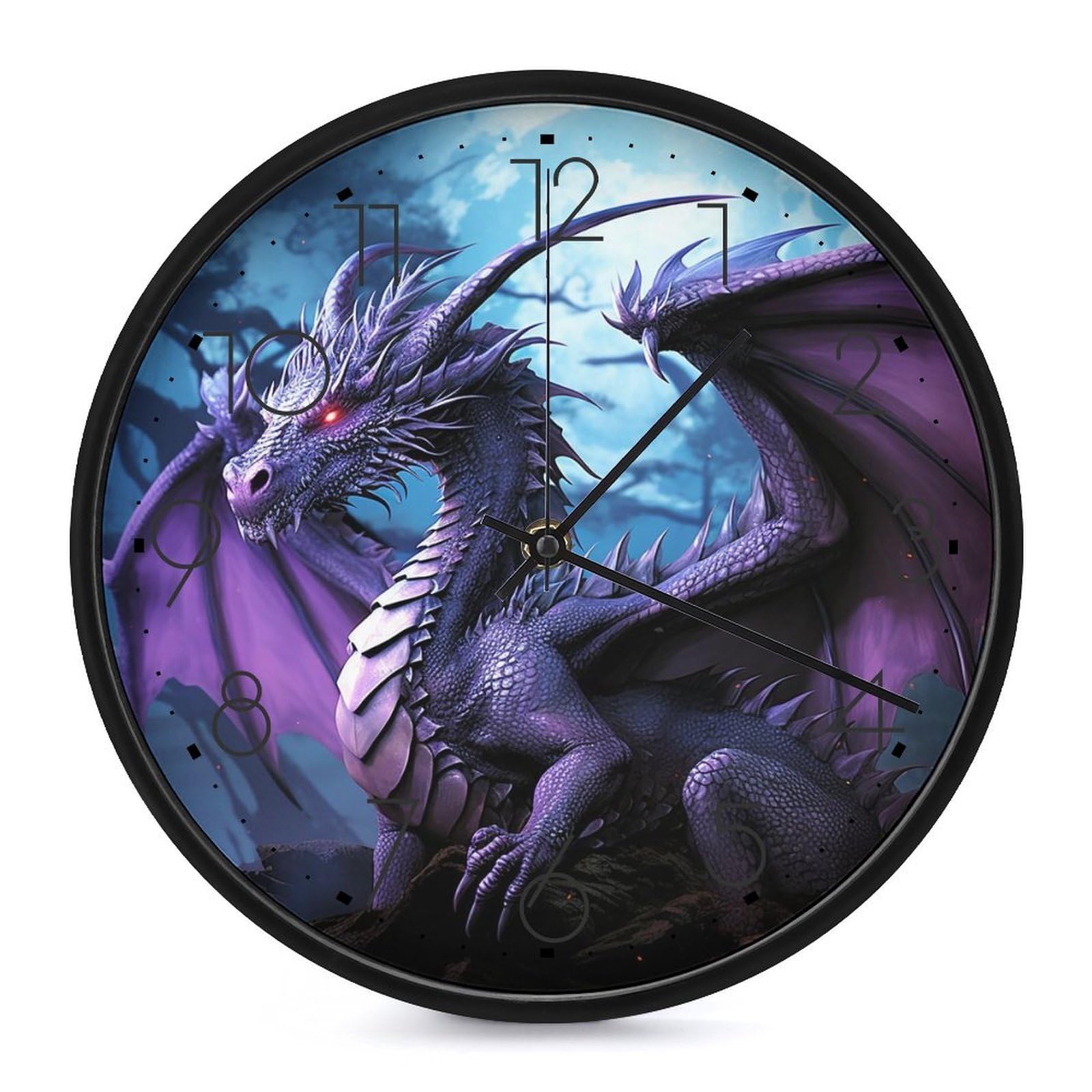 Horloge murale dragon violet cadeau ideal decoration originale ronde