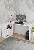 خزانة كتب L Desk Computer Desk باللون الأبيض في الاتجاه الأيسر