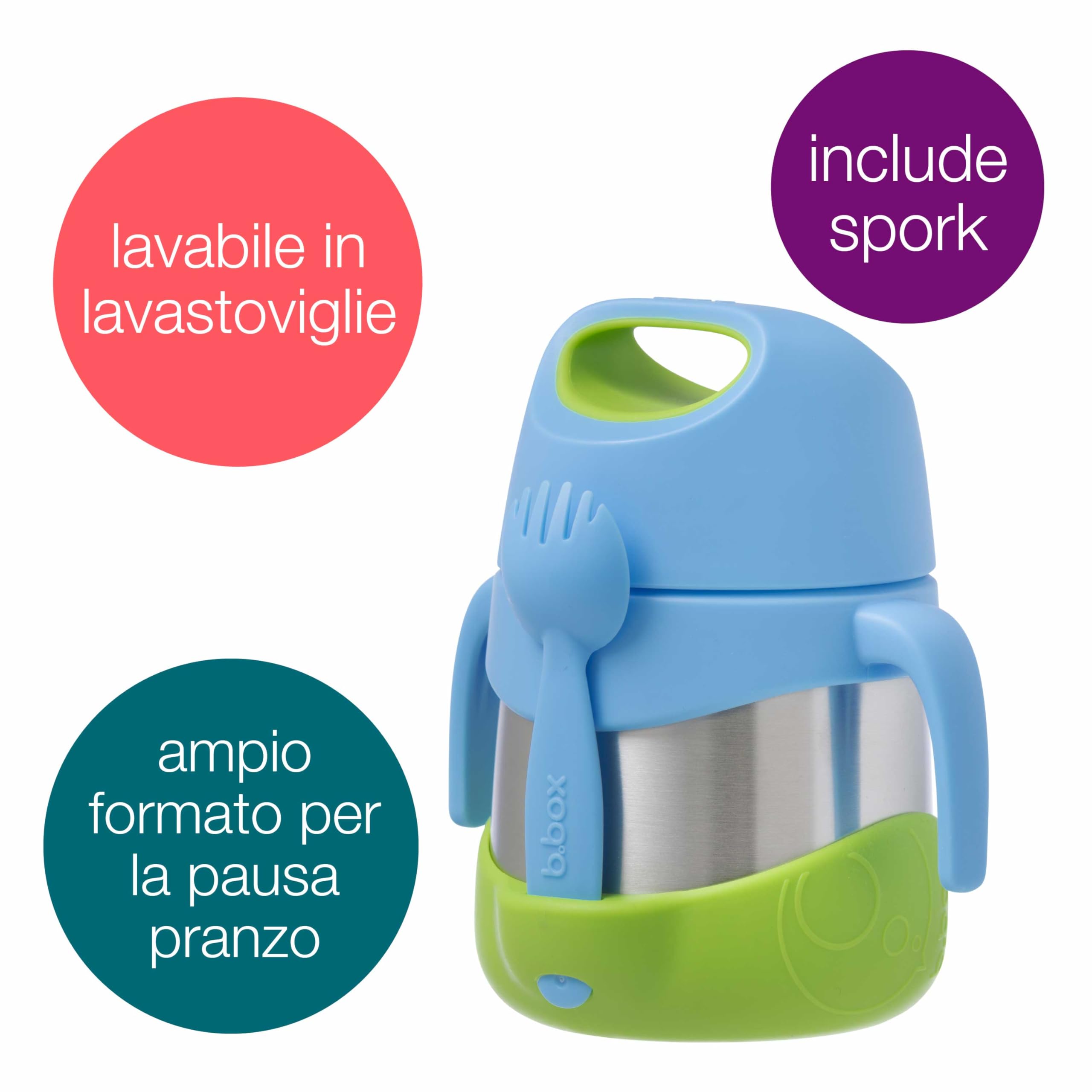 b.box Thermos alimentare caldo | Scatola pasto isotermica per bambini | Scatola termica per pasti caldi | Acciaio inossidabile a doppia parete, mantiene i cibi freschi o al caldo, 335 ml