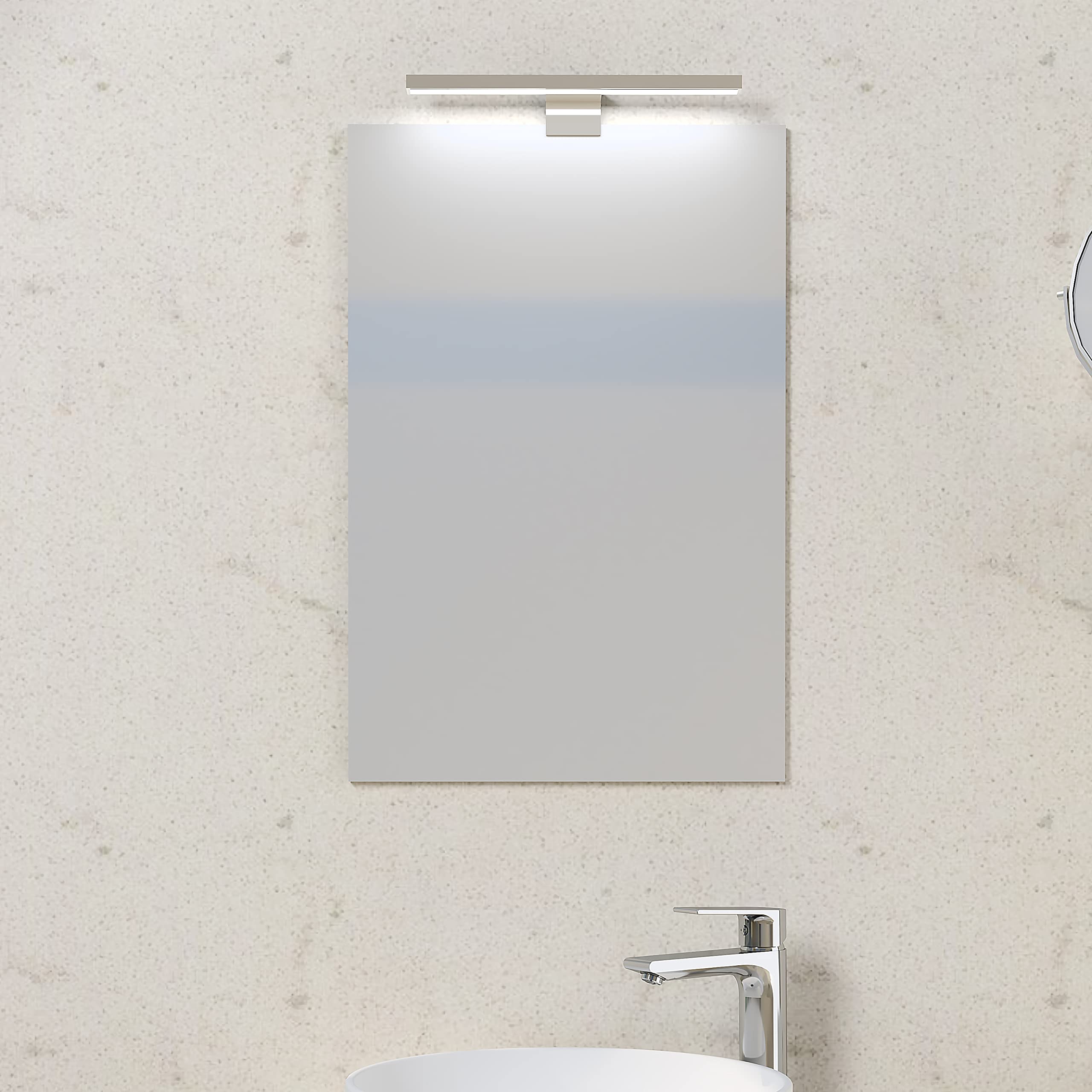 Baikal Specchio da bagno, varie forme e misure disponibili. Opzione con e senza LED. Stili che si adattano al bagno o a qualsiasi stanza della casa. 40 x 60 cm Specchio con Applique LED, 280034989