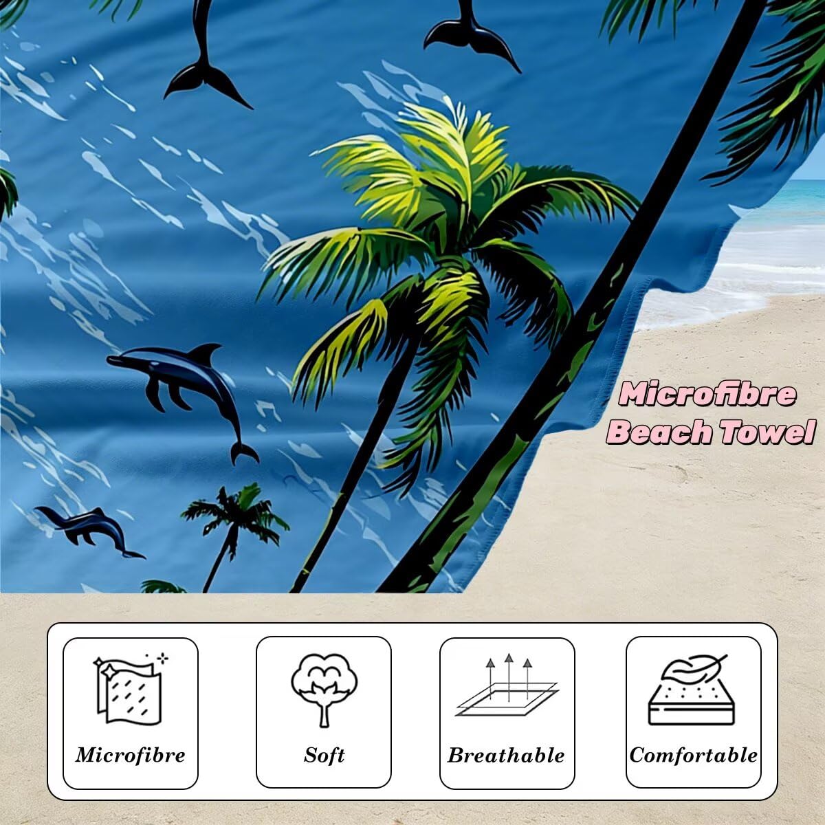 Ręcznik plażowy XXL, 100 x 200 cm, zestaw 2 szt., z mikrofibry, ręcznik plażowy, morze, szybkoschnący, do sauny, fitness, bez piasku, ręcznik plażowy, do sauny, duży ręcznik kąpielowy, prezent dla