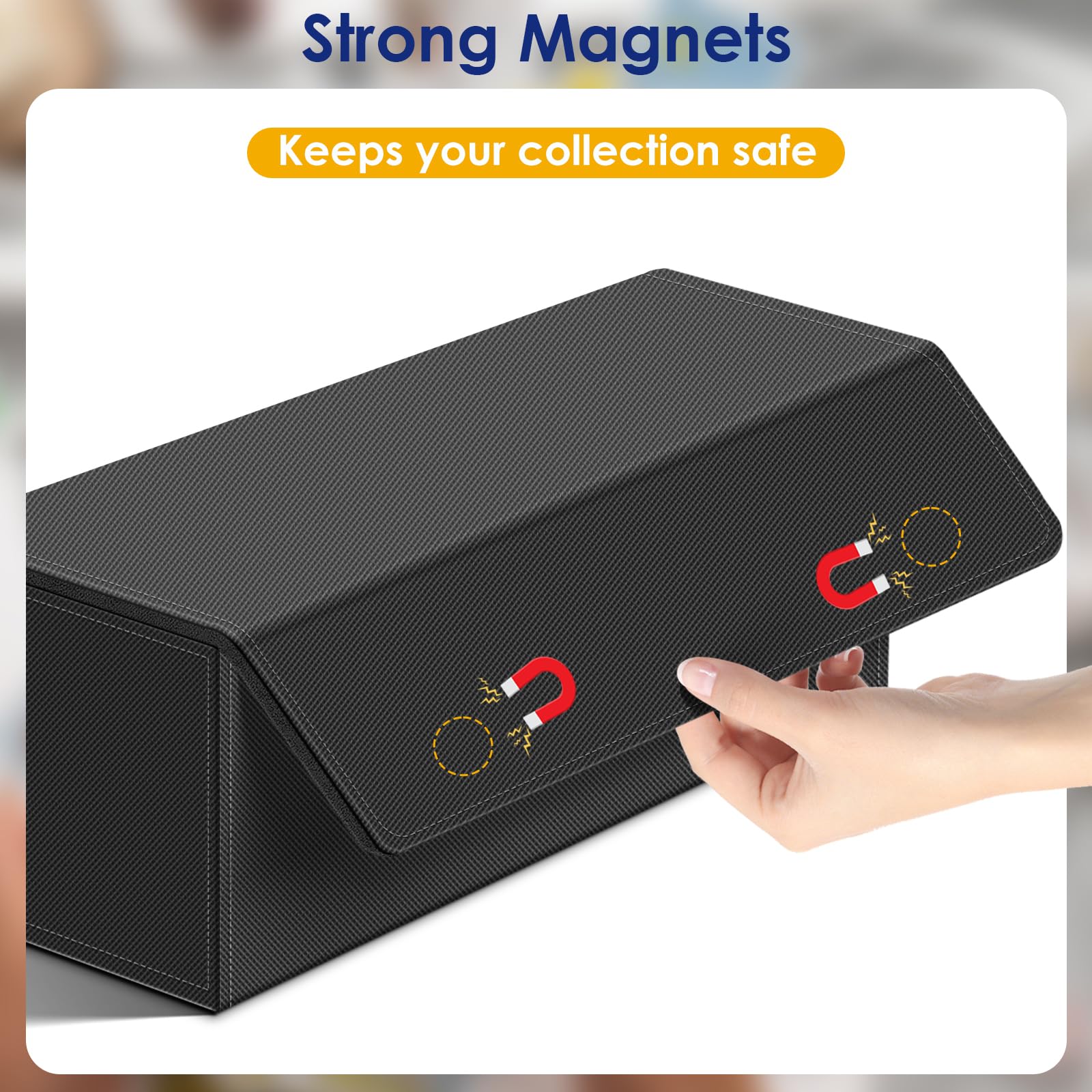 Homthy Estuche para 600 cartas para tarjetas intercambiables, caja de almacenamiento de tarjetas de comandante con cierre magnético de cuero para YuGiOh, MTG y tarjetas deportivas (negro)