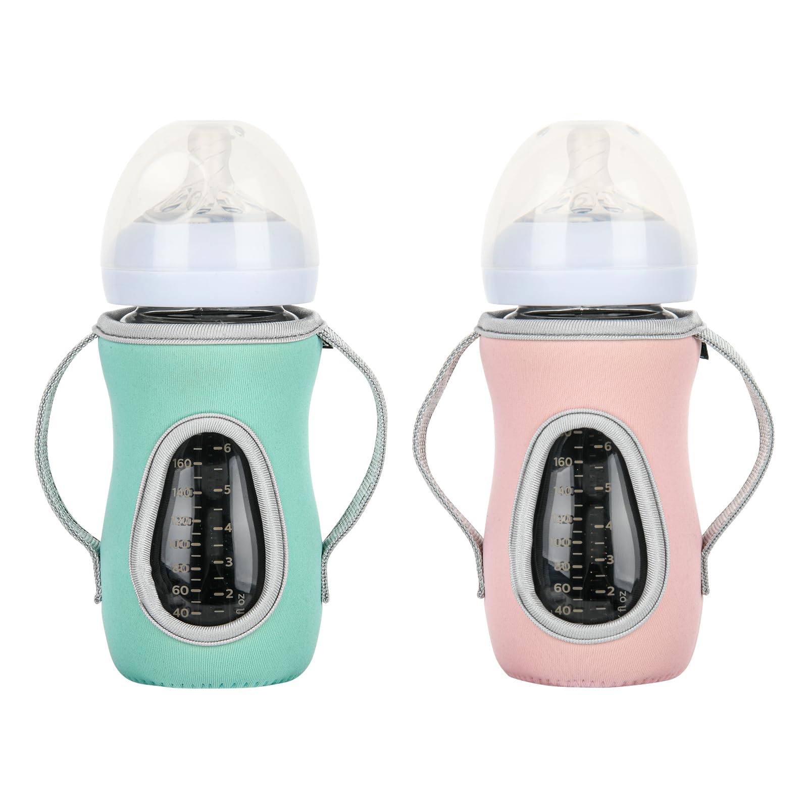 Beautyflier 2PCS Sleeve Covers for 8 oz Philips Avent Glass Natural Baby Bottle, Reusable Insulator, 3.3mm Thicken Heat and Cold Retention Baby Bottle