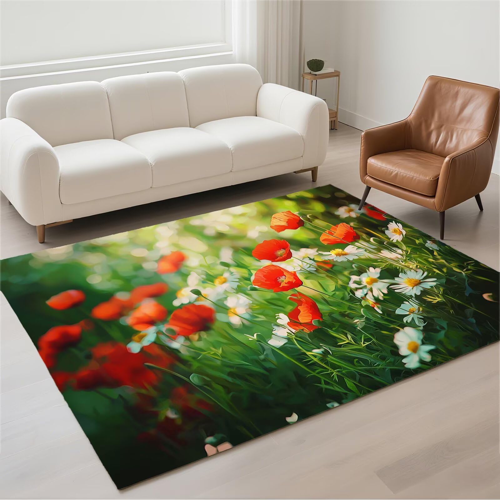 Tapis rectangulaire antidérapant 70x140cm tapis moderne pile bouclée résistant et lavable