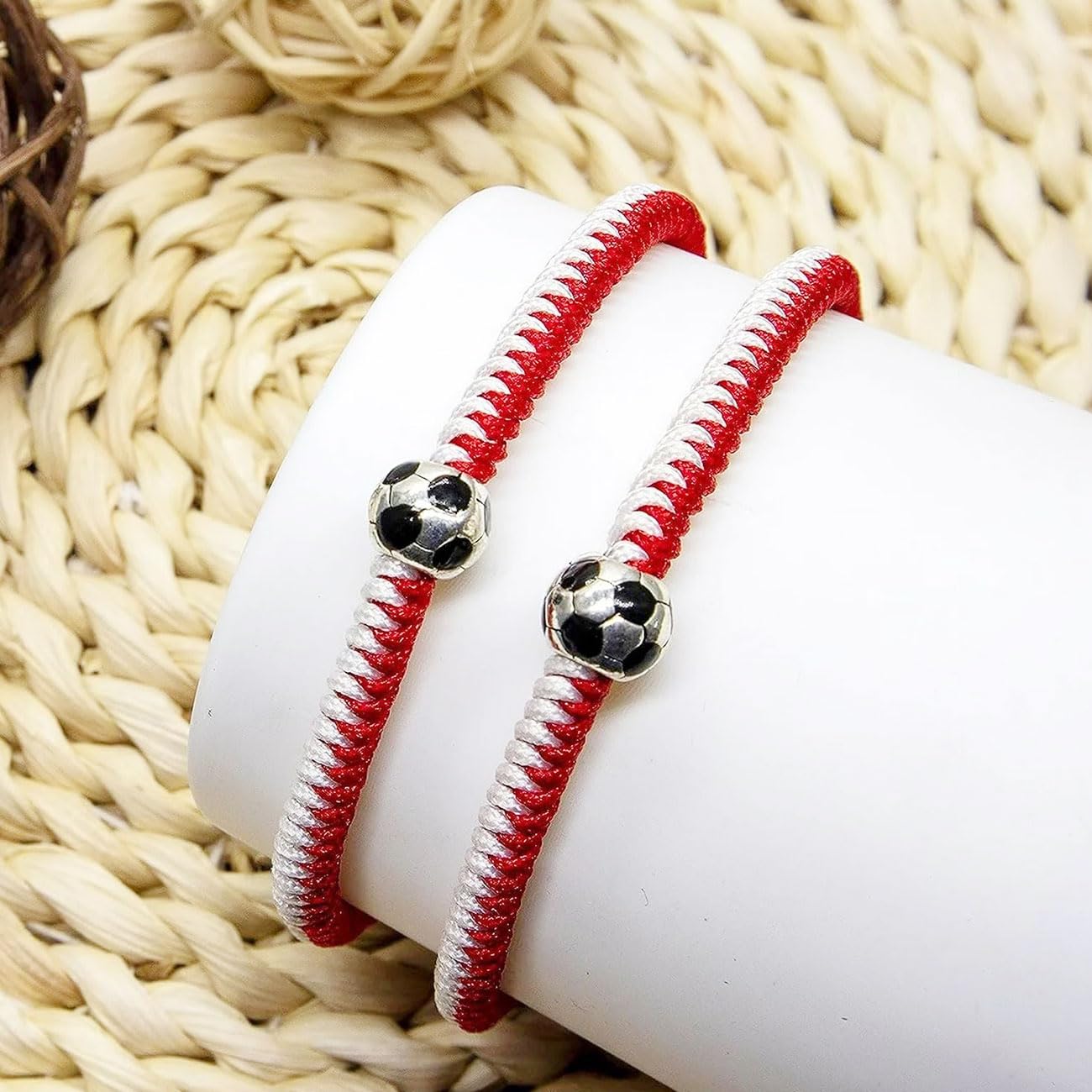 Lote de 2 Pulseras de Fútbol para Niños, Pulseras de la Amistad Ajustables, Pulsera Tejida Ajustable, Regalo de Fútbol para Cumpleaños de Niños Deportistas, Adolescentes, Niñas y Niños, B